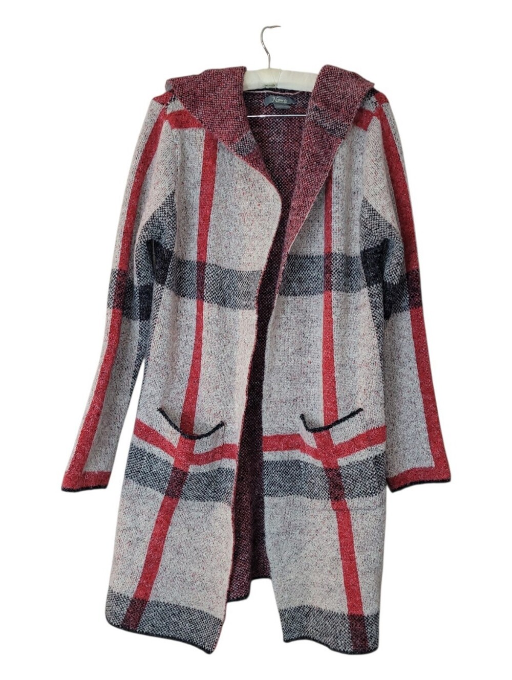 Natural Reflections Long Hooded Pen Cardigan Shacket M